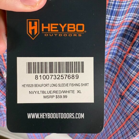 NWT HeyBo Beaufort Long Sleeve Performance Fishing Plaid Shirt XL - Picture 2 of 5